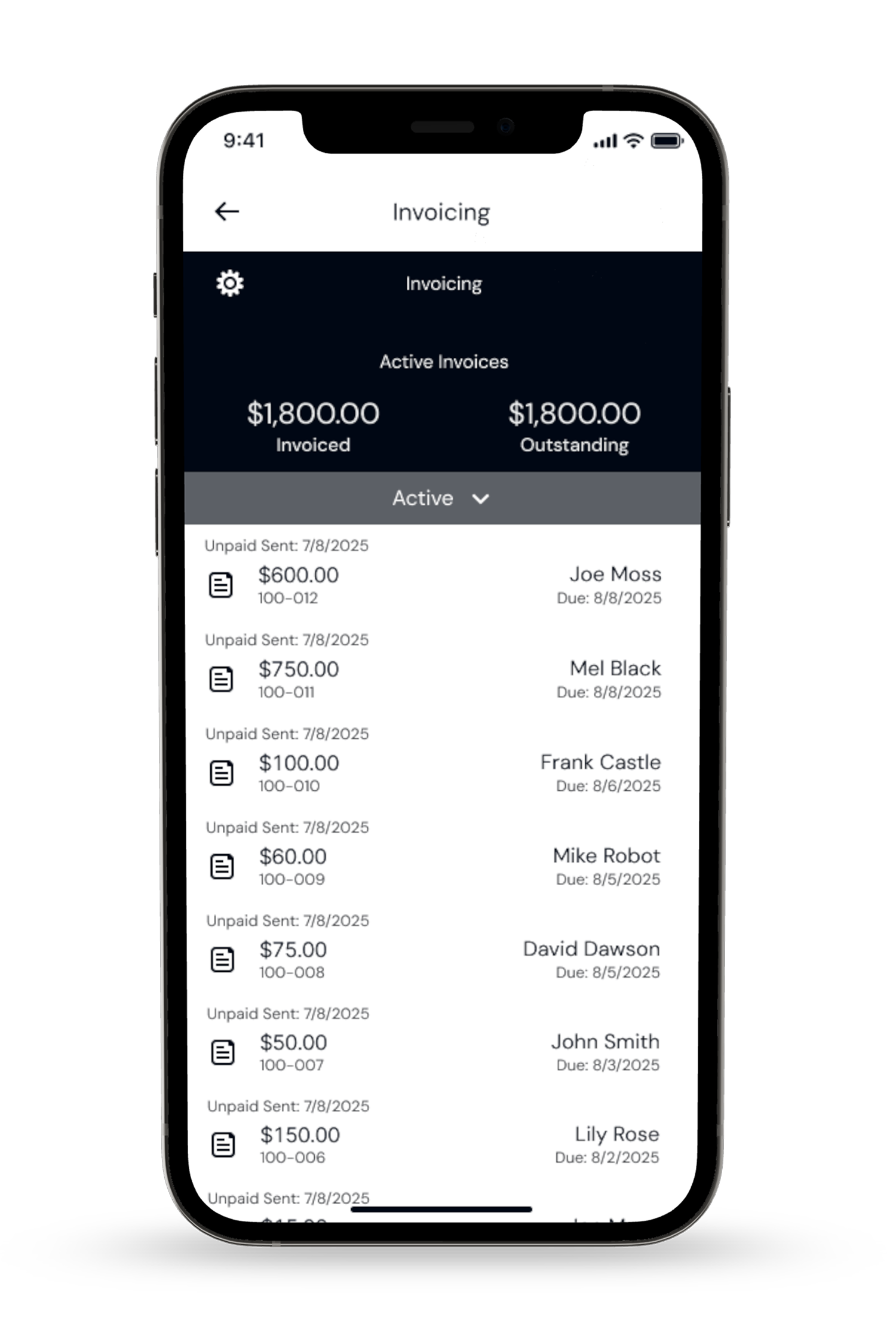 Invoicing in the HUSTL app